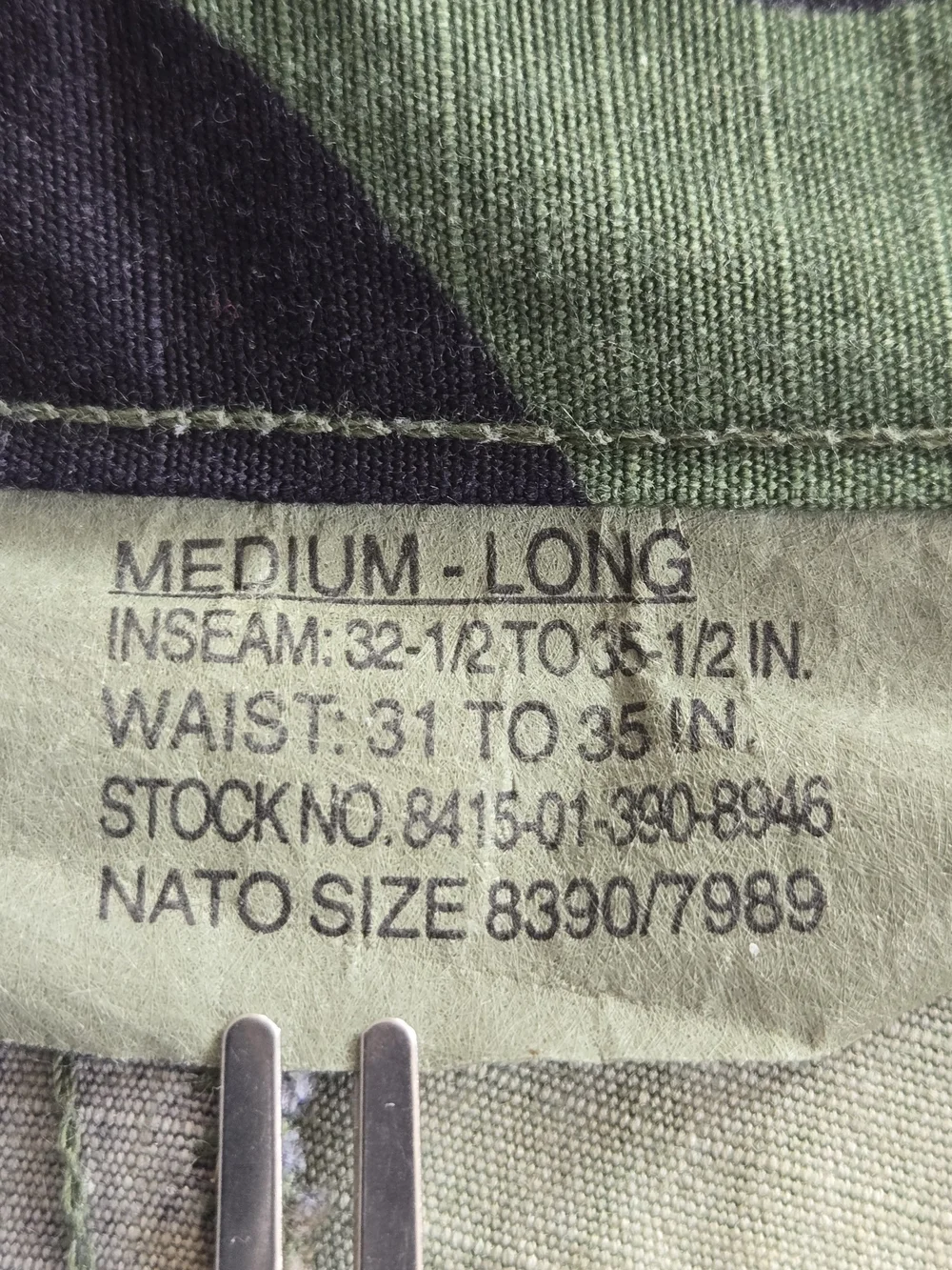 US Military Woodland Camo BDU Trousers Pant MEDIUM LONG Ripstop 8415-01-390-8946